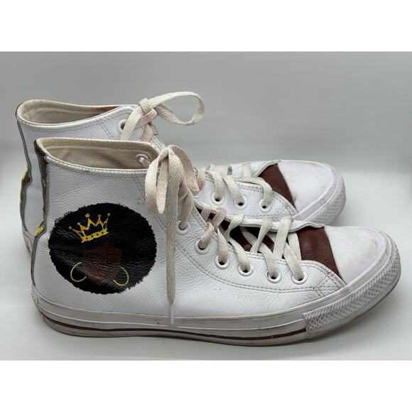Converse Shoes - Custom Painted African Queen Hi Top White Leather Converse Chuck Taylor Womens 9